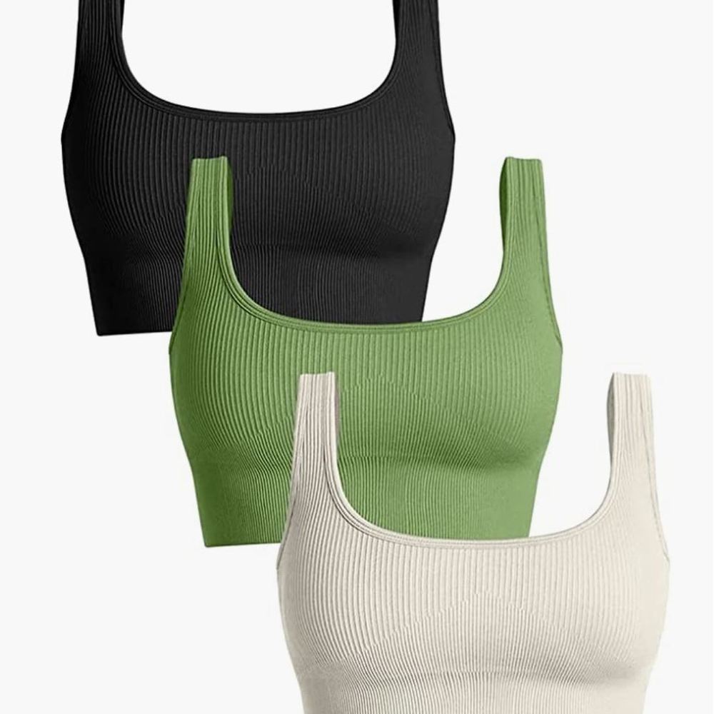 3 Pack Ribbed Scoop Neck Lounge or Sports Bra